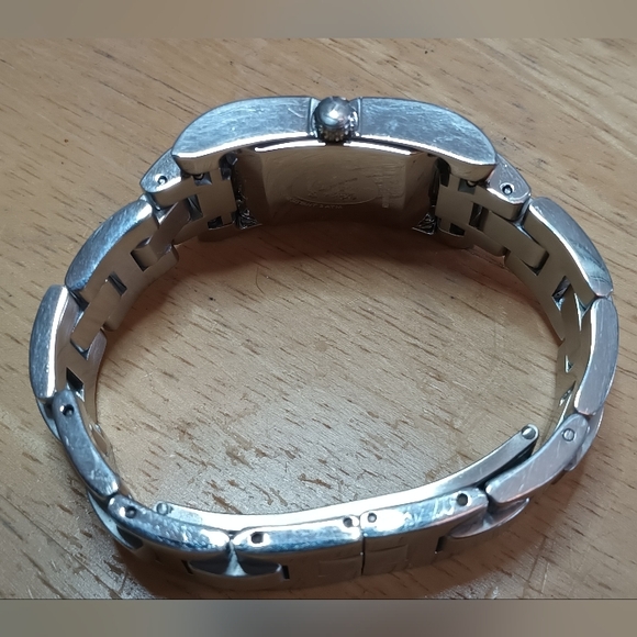 X Hamilton Ladies Quartz watch Textured black dial Curved Cut Crystal Silver . - Picture 9 of 13